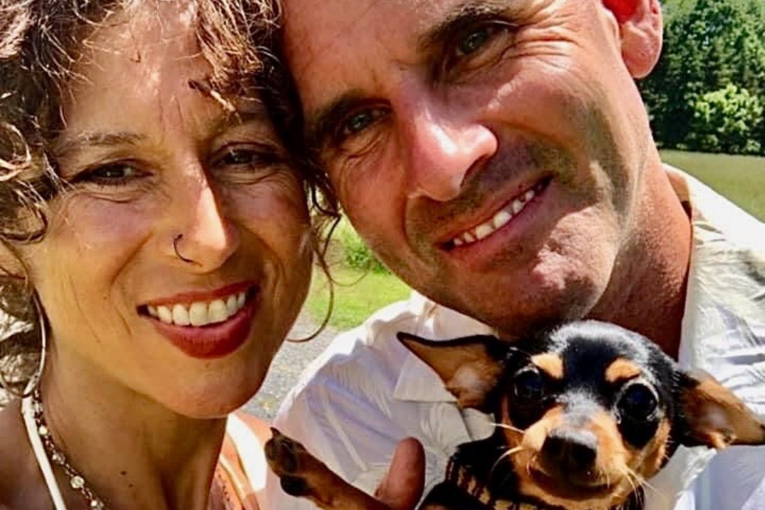 Christopher Grant and Daniela Hess with JacksonBrowne, their Chihuahua